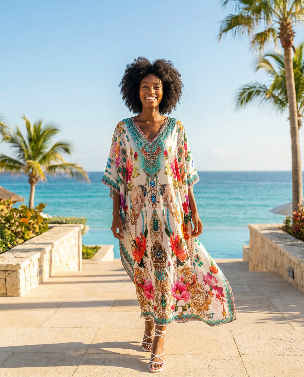 Long Silk Box Embellished Kaftan Sienna at kaftans that Bling