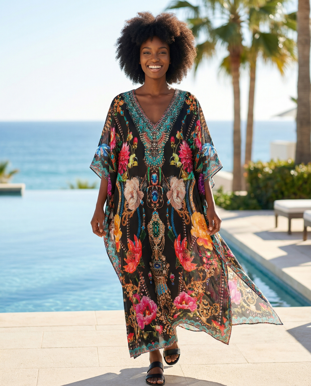 Long Silk Embellished Kaftan Sienna at Kaftans that Bling 