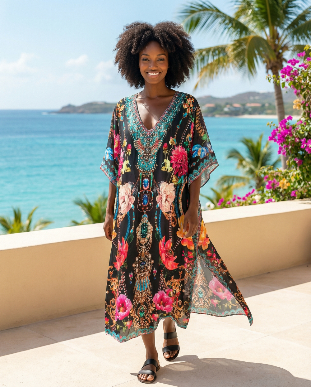 Long Silk Embellished Kaftan Sienna at Kaftans that Bling 