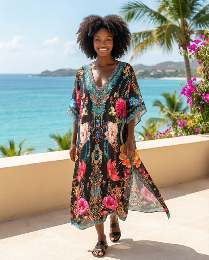 Long Silk Embellished Kaftan Sienna at Kaftans that Bling 