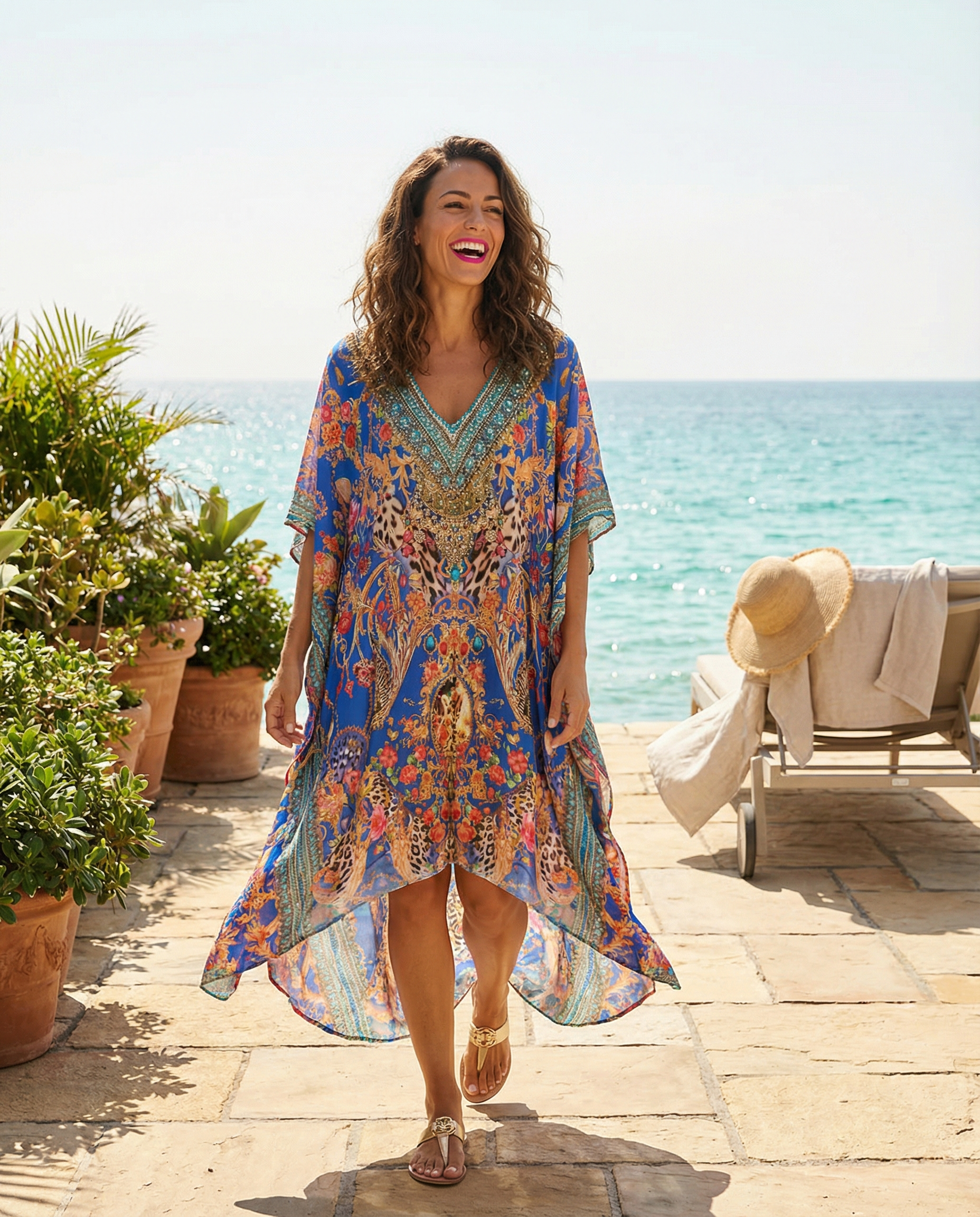 High-low Long Box Kaftan - Bardini (blue)