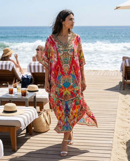 Long Embellished Box Kaftan - Naples at Kaftans that Bling