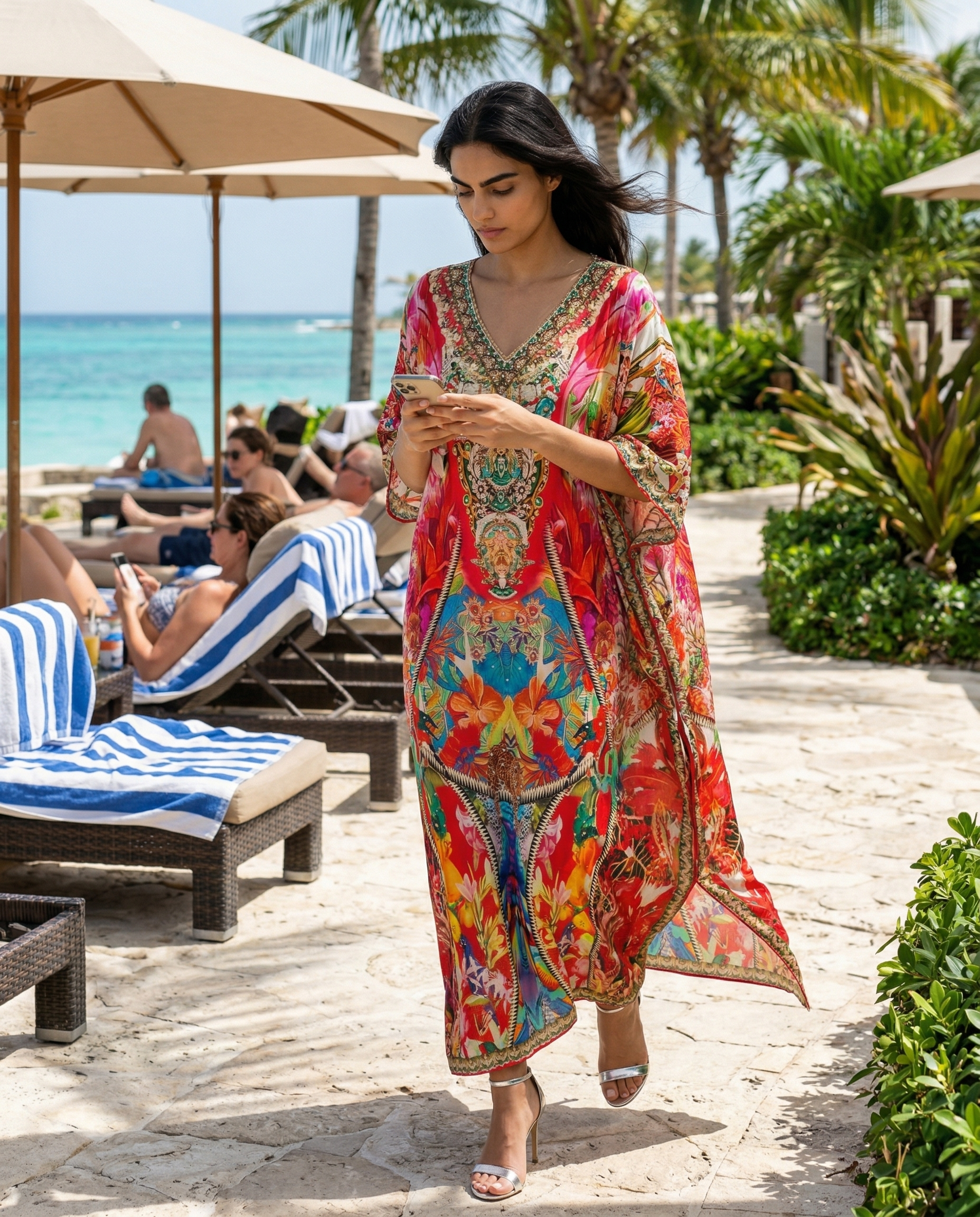 Long Embellished Box Kaftan - Naples at Kaftans that Bling