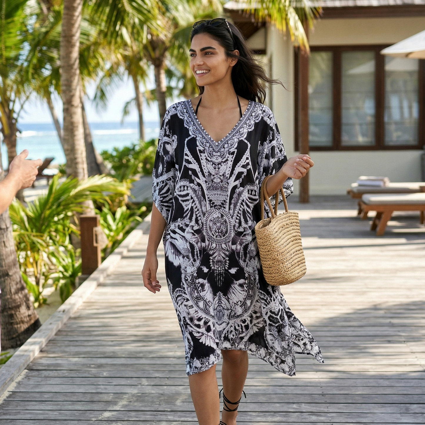 Short Silk Embellished Kaftan Cheetah at Kaftans that Bling 