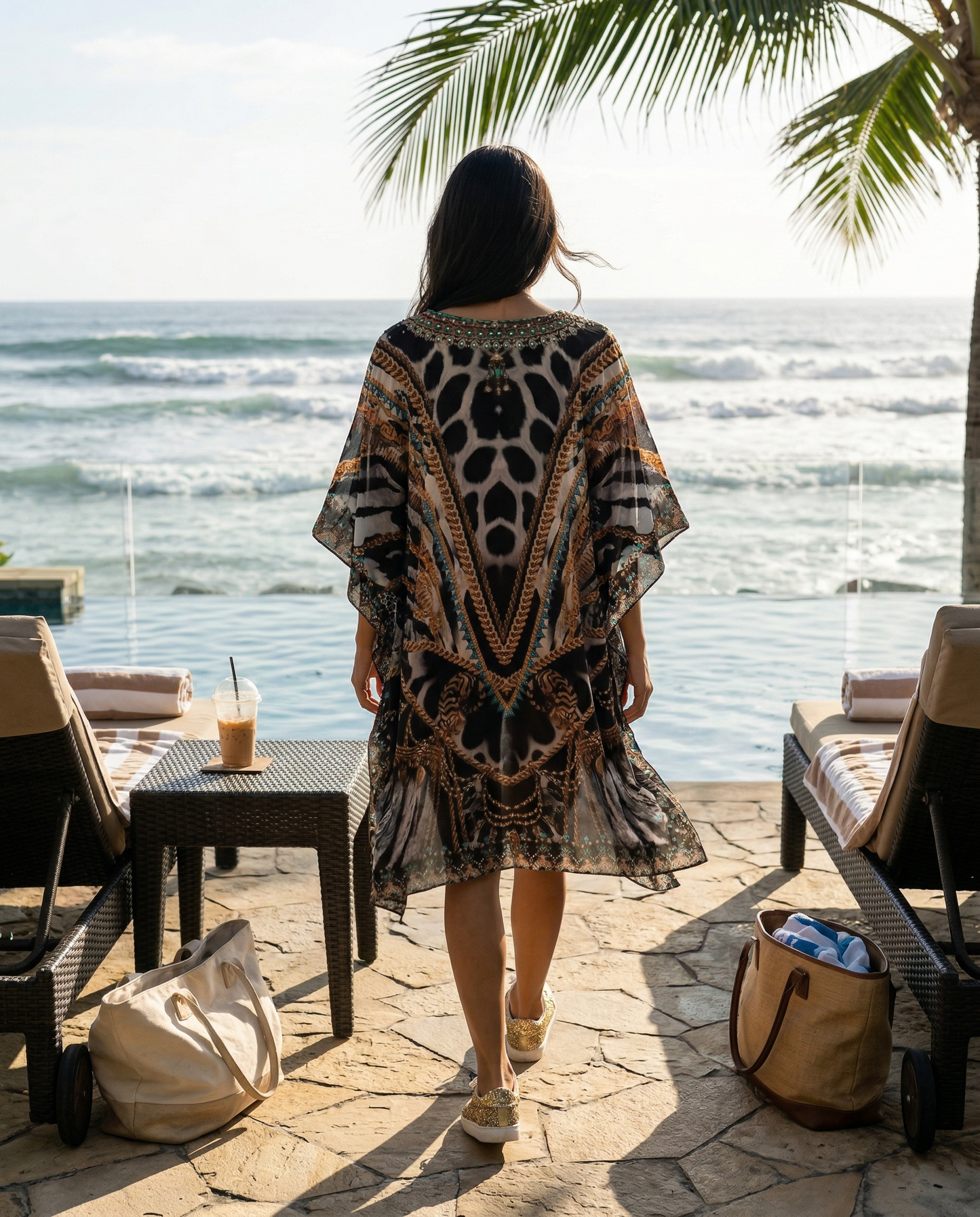Short Silk Embellished Kaftan Ibis