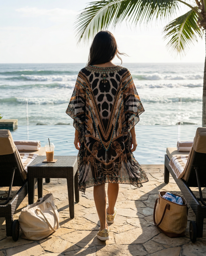 Short Silk Embellished Kaftan Ibis