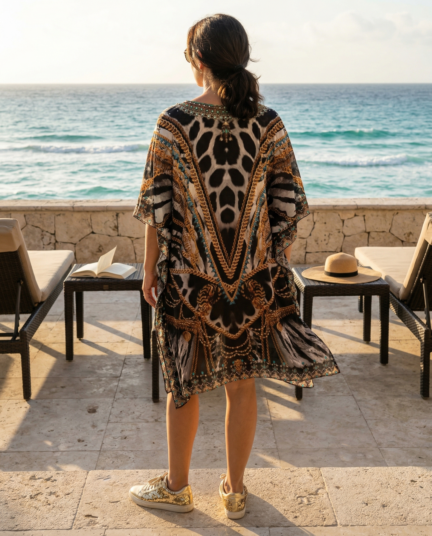 Short Silk Embellished Kaftan Ibis