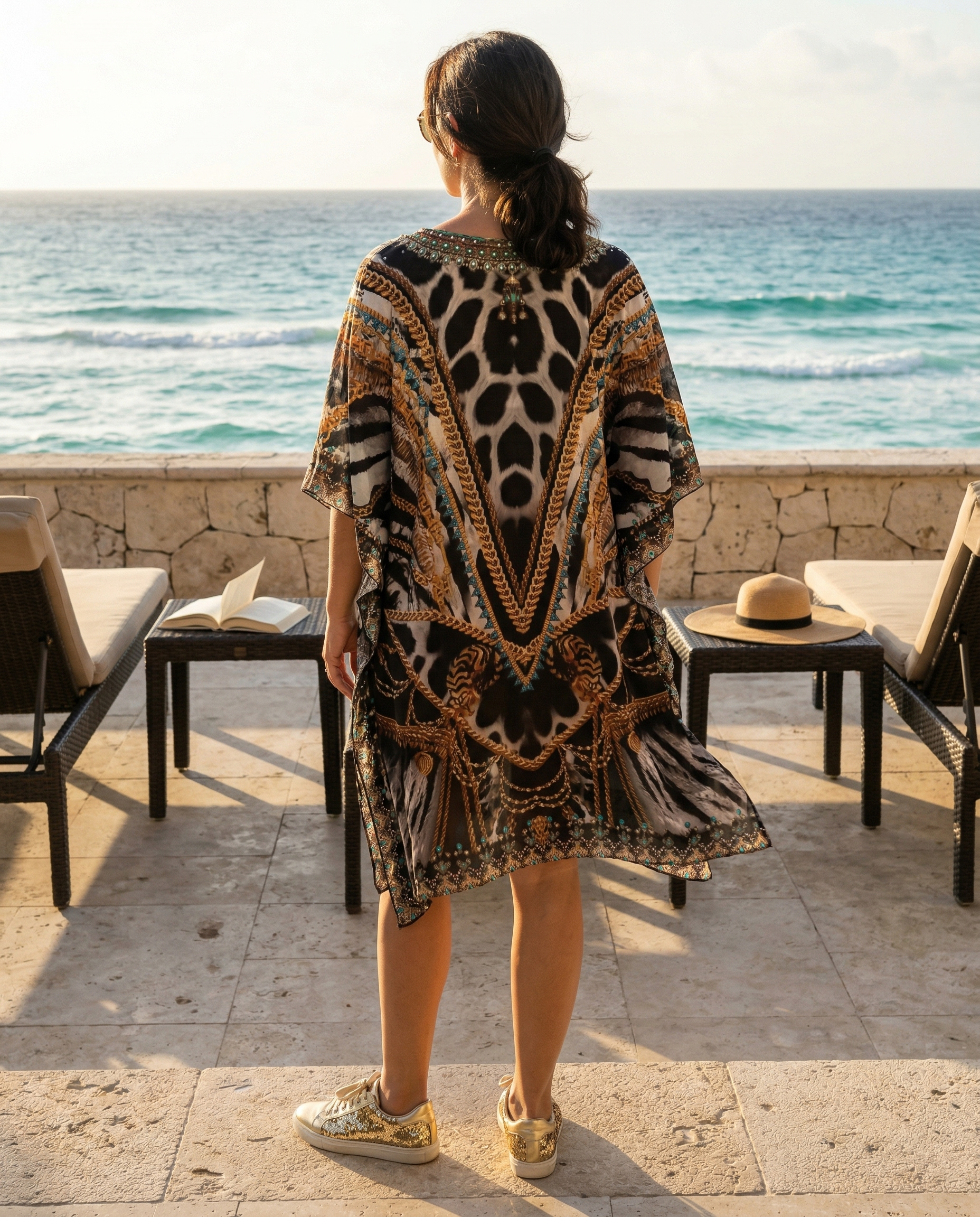 Short Silk Embellished Kaftan Ibis