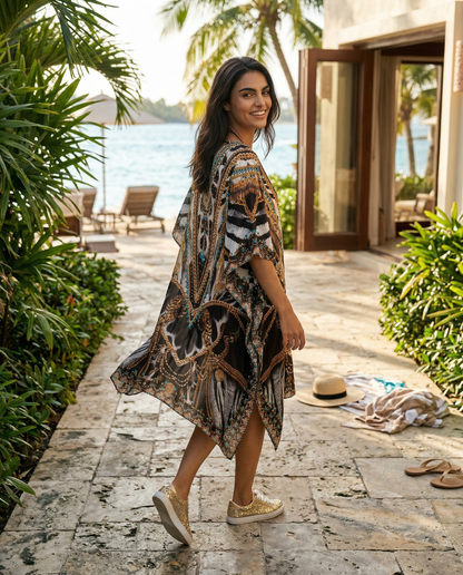 Short Silk Embellished Kaftan Ibis