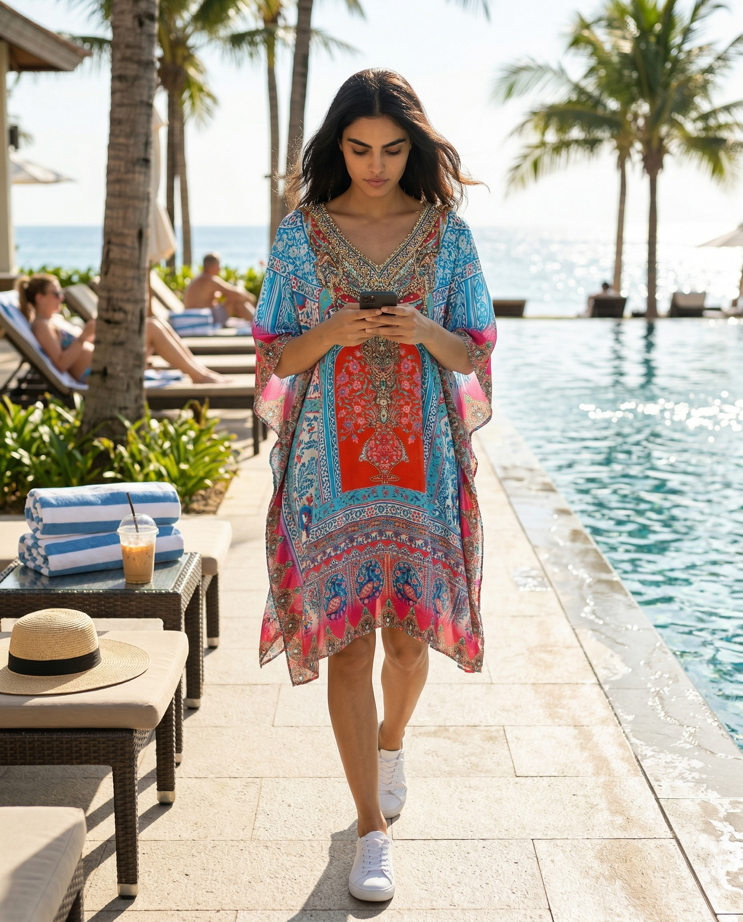 Short Silk Embellished Kaftan Mughal