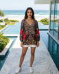 Silk Embellished Gypsy Top Raisin Black