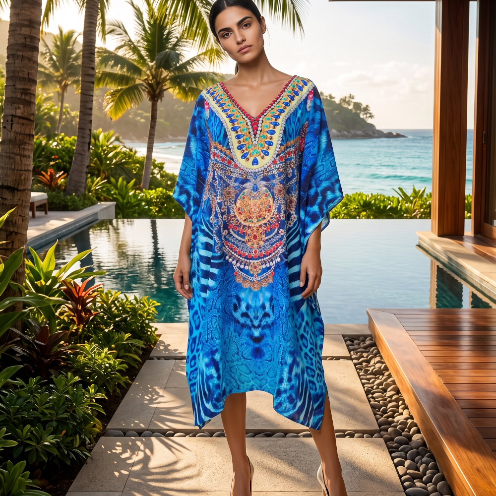 Short Silk Embellished Kaftan Extinct by Kaftans that Bling 