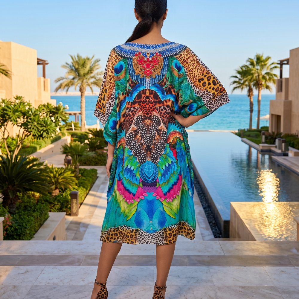 Short Silk Embellished Kaftan Enchanted by Kaftans that Bling 