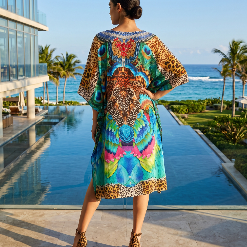 Short Silk Embellished Kaftan Enchanted by Kaftans that Bling 