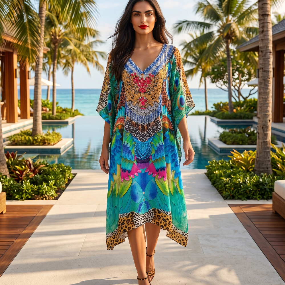 Short Silk Embellished Kaftan Enchanted by Kaftans that Bling 