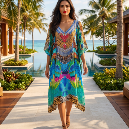 Short Silk Embellished Kaftan Enchanted by Kaftans that Bling 