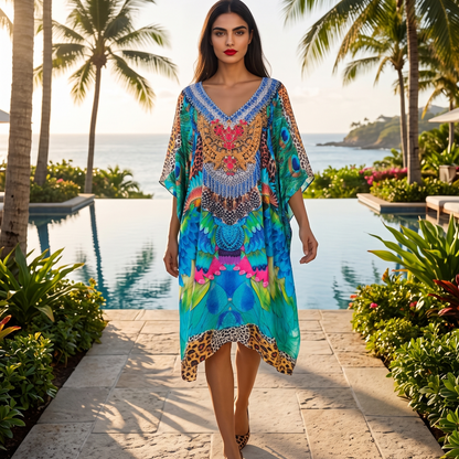 Short Silk Embellished Kaftan Enchanted by Kaftans that Bling 