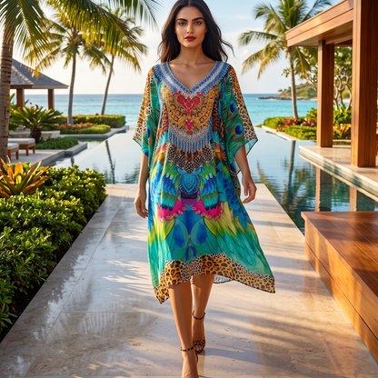 Short Silk Embellished Kaftan Enchanted by Kaftans that Bling 