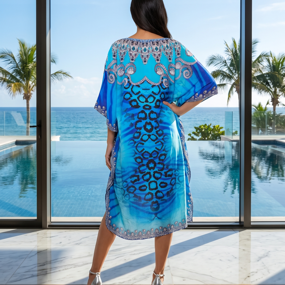 Short Silk Embellished Kaftan Reef by Kaftans that Bling