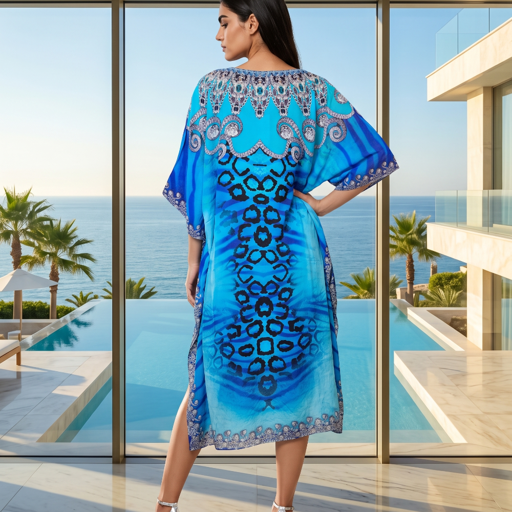 Short Silk Embellished Kaftan Reef by Kaftans that Bling