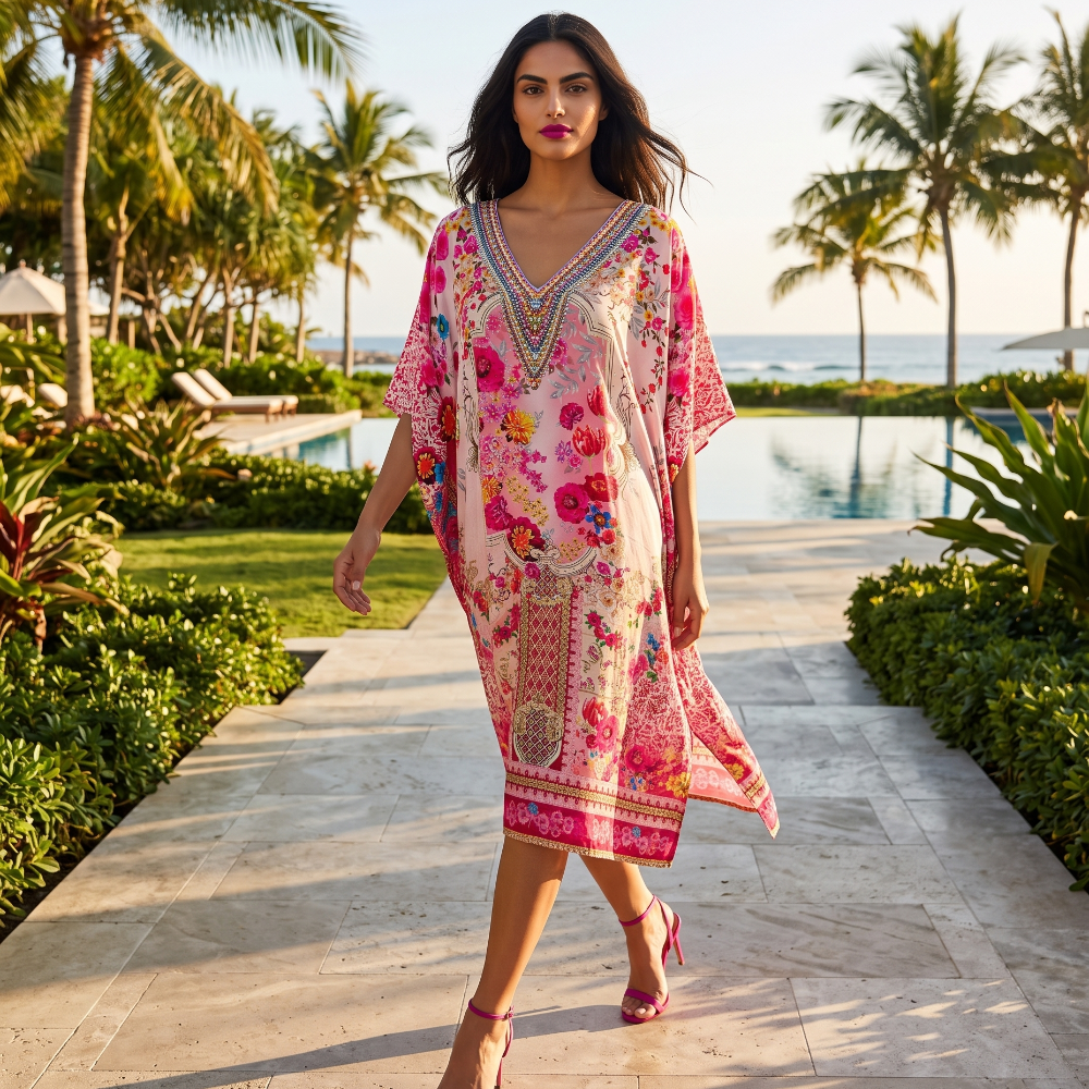 Short Silk Embellished Kaftan Secret Garden by Kaftans that Bling 