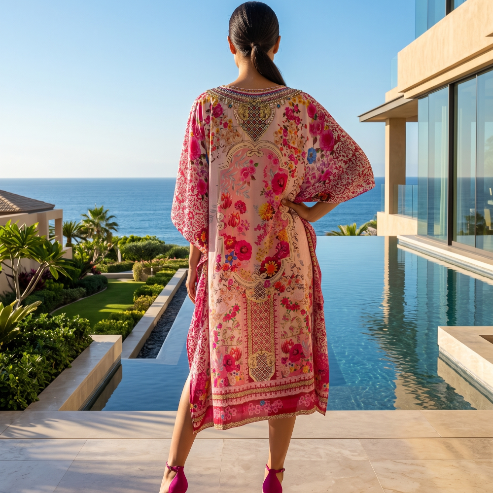 Short Silk Embellished Kaftan Secret Garden by Kaftans that Bling 