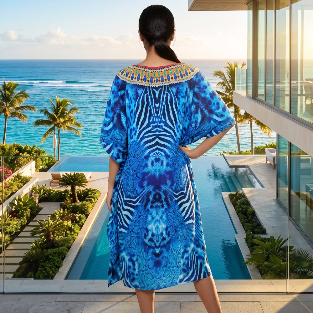Short Silk Embellished Kaftan Extinct by Kaftans that Bling 