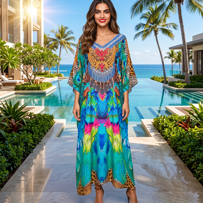 Long Silk Embellished Box Kaftan Enchanted