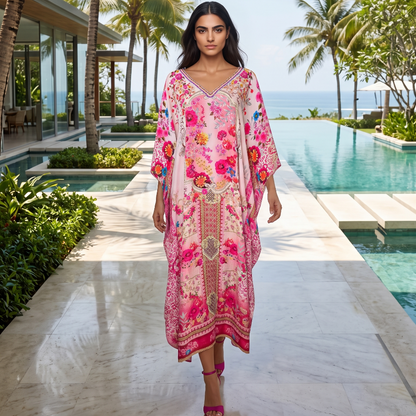 long Silk Embellished Kaftan Secret Garden by Kaftans that Bling
