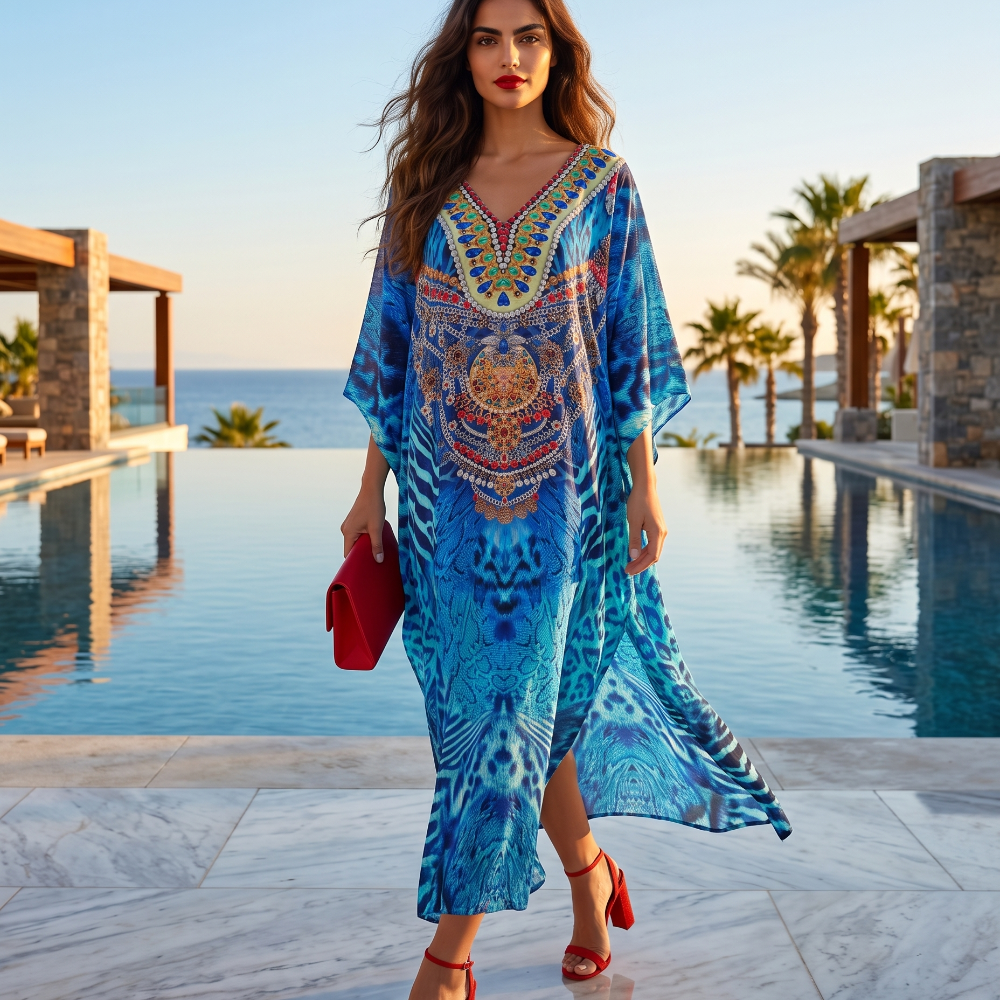 Long Silk Embellished Box Kaftan Extinct