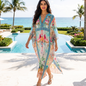 Long Embellished Box Kaftan Peacock Feather