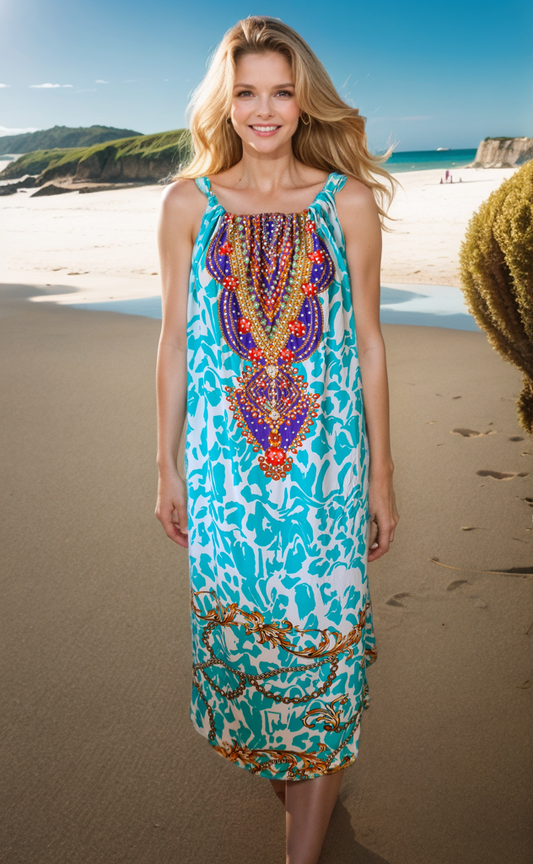 Long Silk Embellished Maxi Dress - Regal