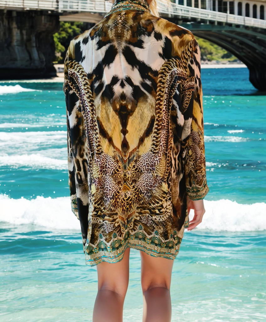 Silk Embellished Kimono Jacket