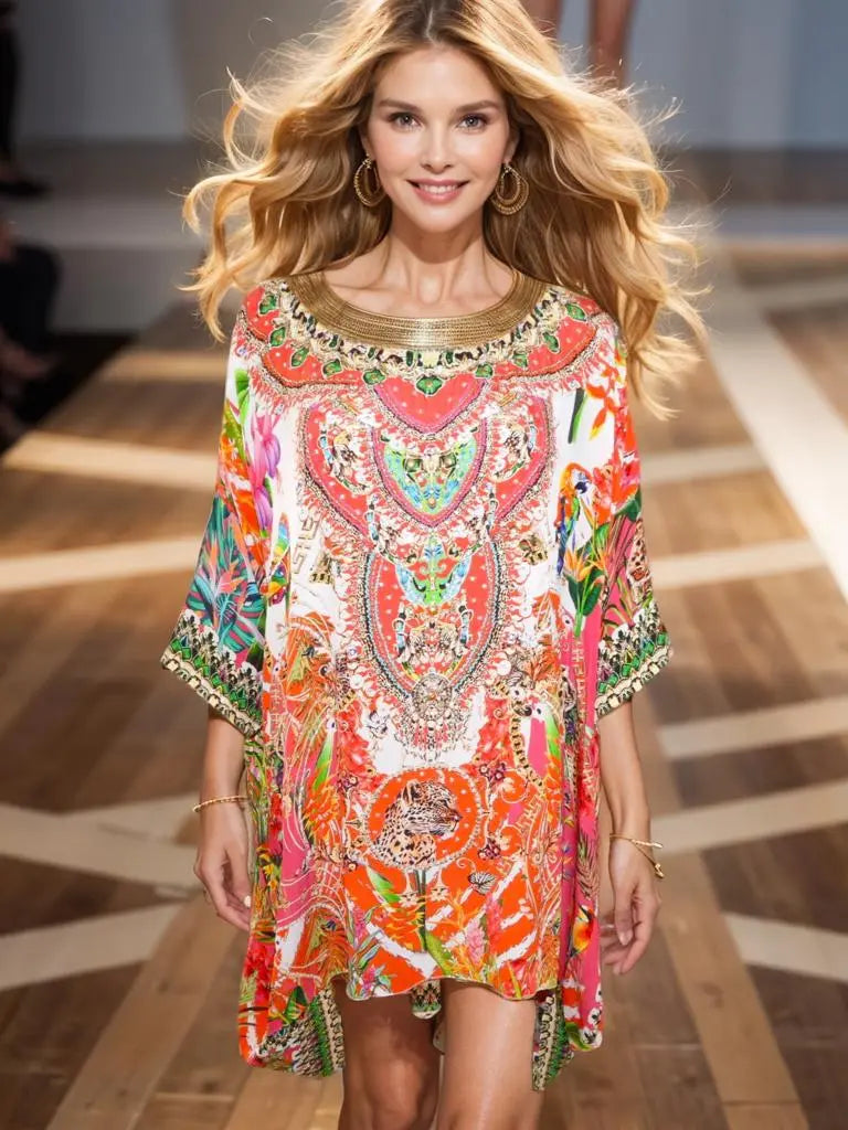 Silk Embellished Hi-Low Top/Kaftan - Kaftans that Bling