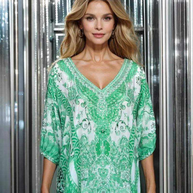 sleeve Embellished Dress Saffron Kaftans that Bling  Kaftans that Bling