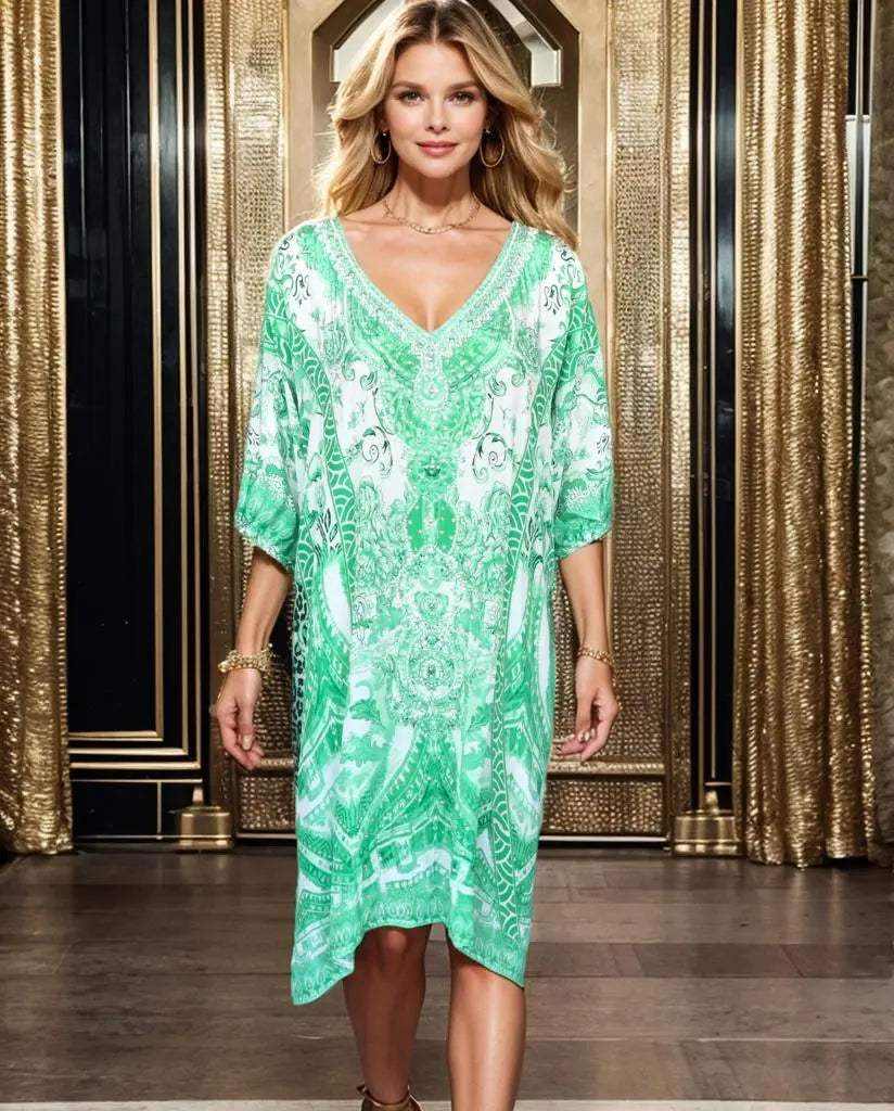 sleeve Embellished Dress Saffron Kaftans that Bling  Kaftans that Bling