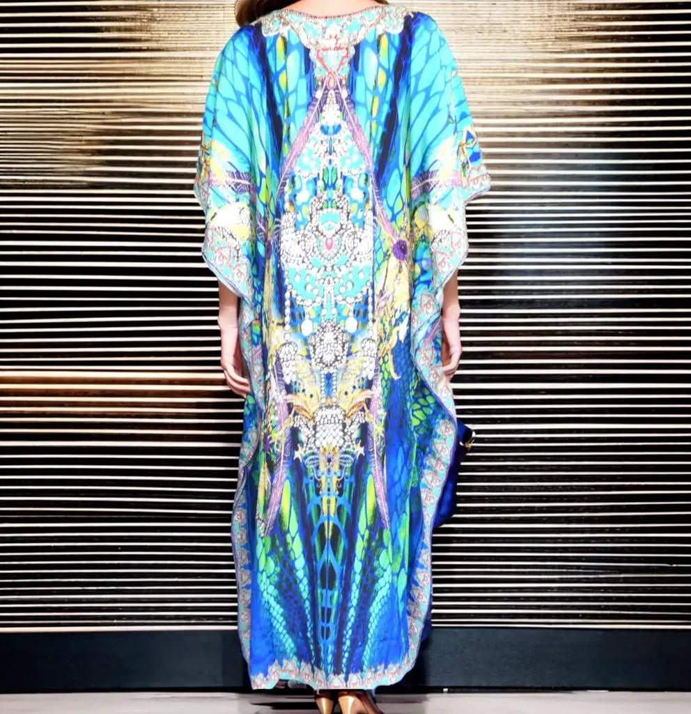 Cobra Long Silk Embellished Box Kaftan - Kaftans that Bling