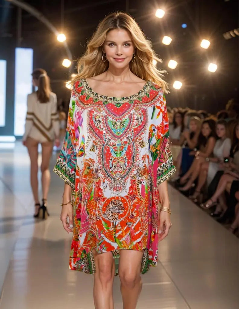 Silk Embellished Hi-Low Top/Kaftan