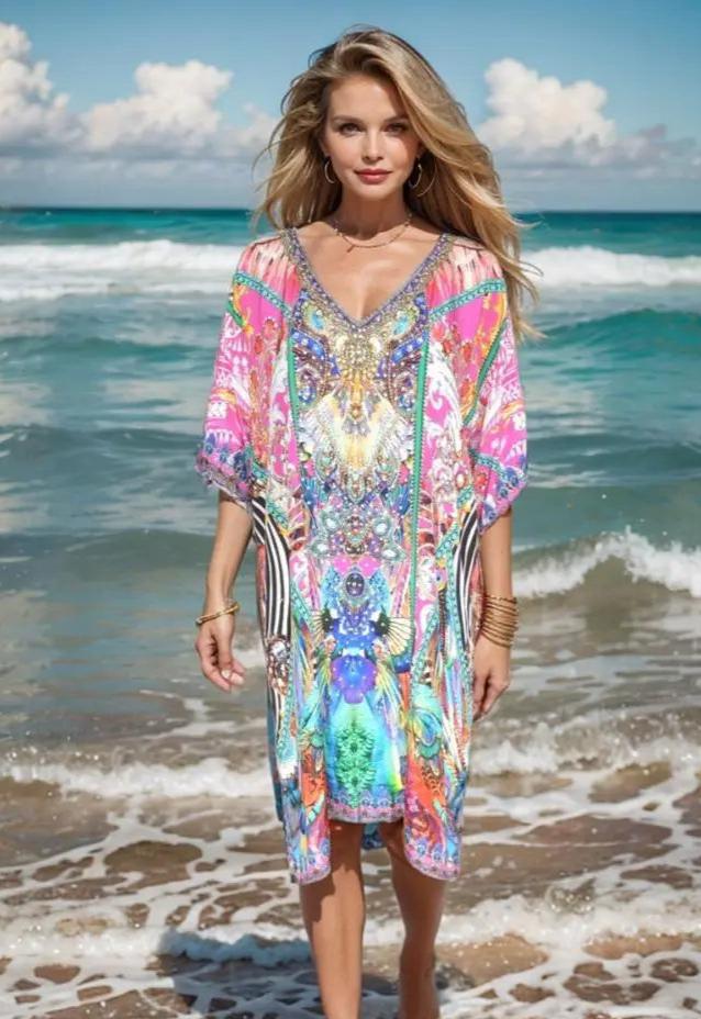 Amore 3/4 sleeve dress 3/4 sleeve Embellished Dress Kaftans that Bling  Kaftans that Bling