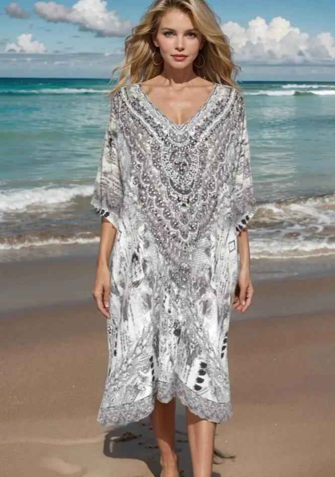 Egyptian sleeve dress 3/4 sleeve Silk Embellished Dress Kaftans that Bling  Kaftans that Bling