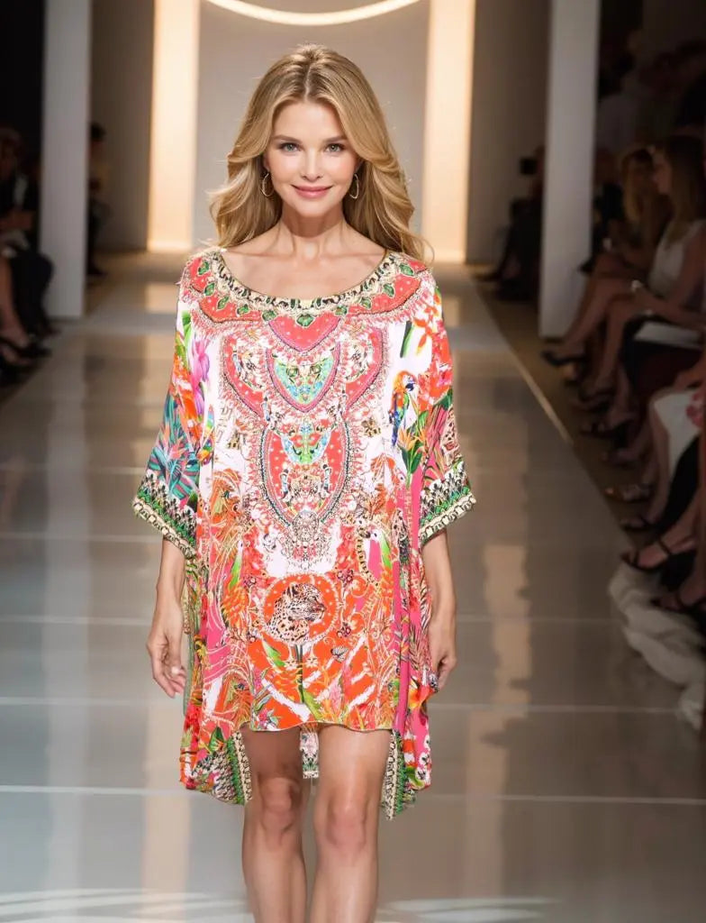 Silk Embellished Hi-Low Top/Kaftan - Kaftans that Bling