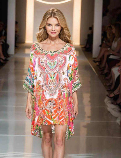 Tropical Silk Kaftan Top