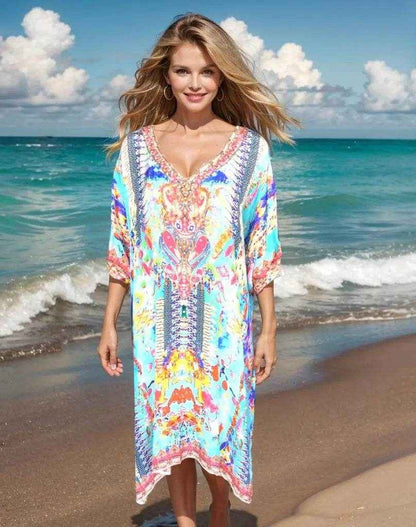 3/4 sleeve Embellished Dress Mystical