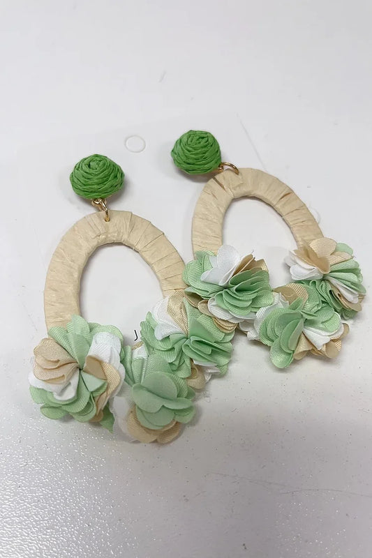 Woven Floral Round Circle Earrings