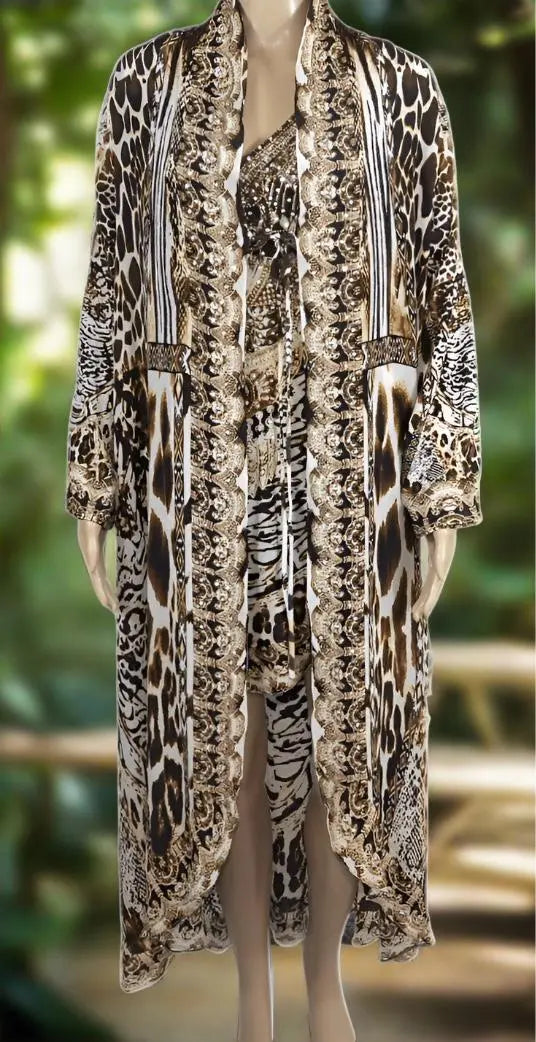 Long Silk Embellished Jacket - Ziraffe - Kaftans that Bling jackets