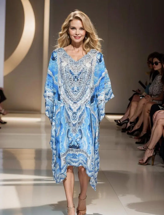 Short Silk Embellished Kaftan (paluma) - Kaftans that Bling