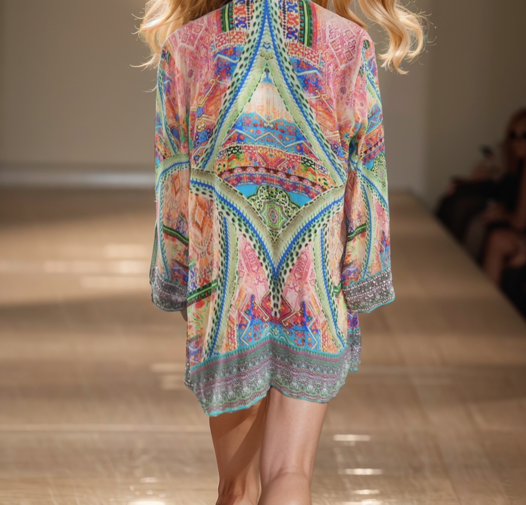 Silk Embellished Kimono Jacket Monet