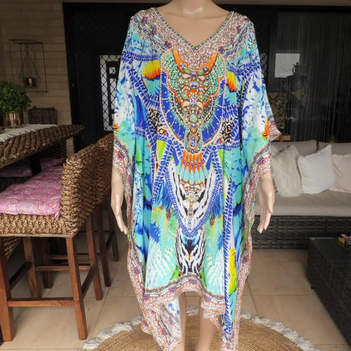 Amira Blue Kaftan Amira Blue Short Embellished Kaftan fashion spectrum 142.95 Kaftans that Bling m-l-suits-size-10-20