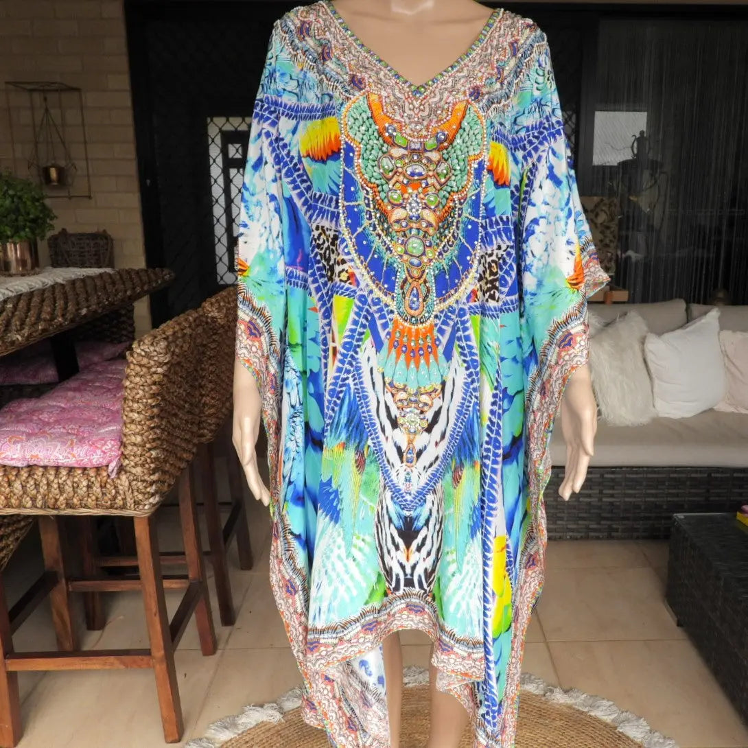 Amira Blue Kaftan Amira Blue Short Embellished Kaftan fashion spectrum  Kaftans that Bling