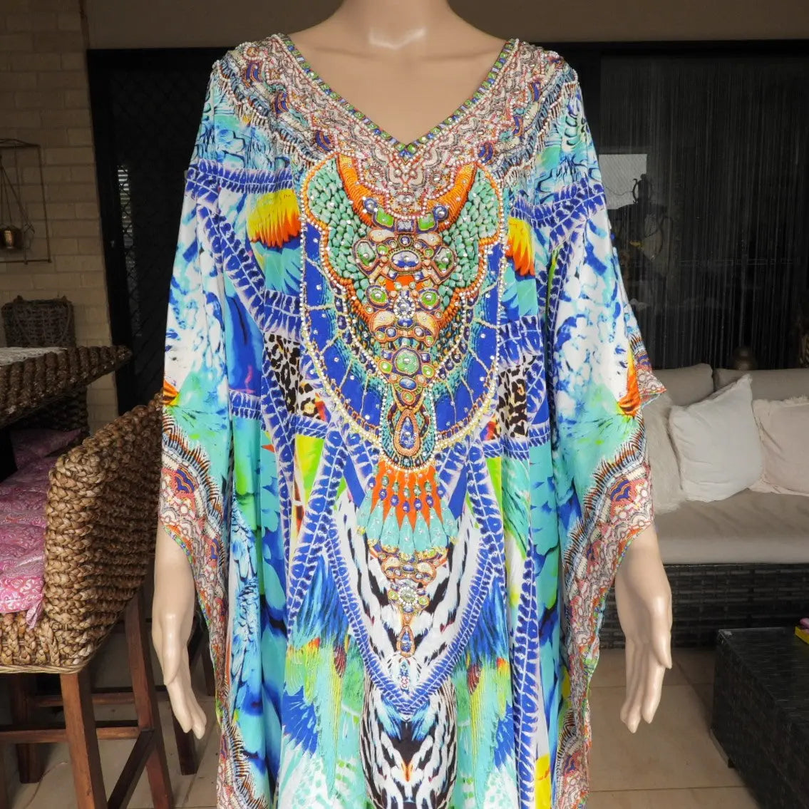 Amira Blue Kaftan Amira Blue Short Embellished Kaftan fashion spectrum  Kaftans that Bling